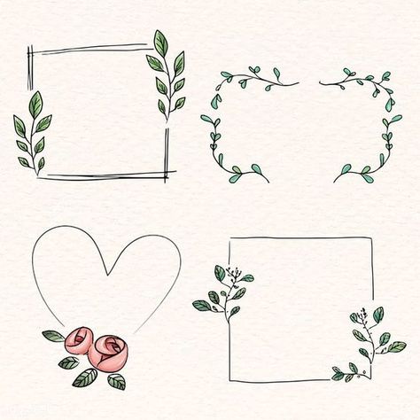 Cute Card Doodles, Scrapbook Doodles Ideas, Floral Border Design Drawing, Card Design Ideas Drawing, Cute Borders Designs, Envelope Doodle, Hand Drawn Frames, Doodle Cards, Drawn Frames