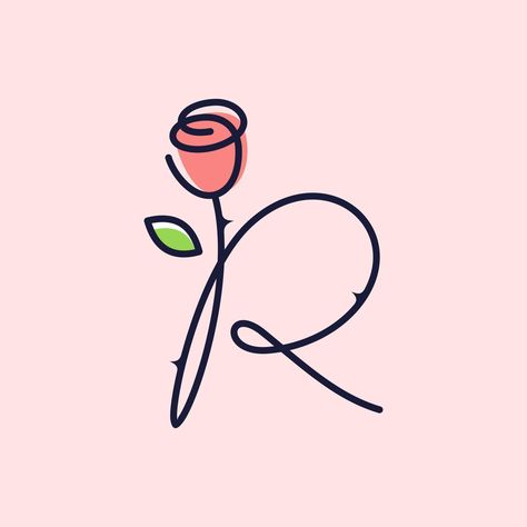 Initial R Aesthetic, R Signature Ideas, Easy Signature Ideas, Aesthetic Henna, R Letter Design, Rose Drawing Simple, Easy Rose, R Initial, Flower Shop Decor