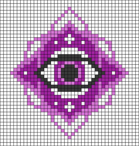 Pixel Art Grid Pattern, Witchy Pixel Art Grid, Witchy Pixel Art, Pixel Art Eyes, Witch Pixel Art, Eye Pixel Art, Pixel Mandala, Goth Pixel Art, Pixel Art Pattern Design