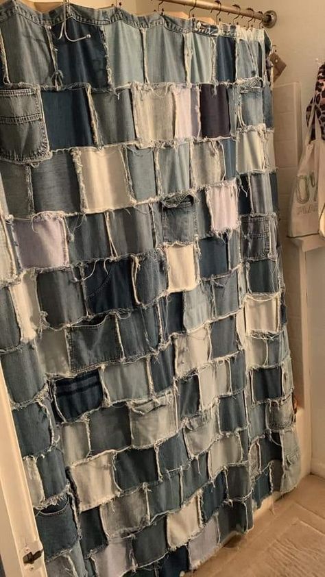 Denim Curtains Diy, Jeans Hacks, Denim Curtains, Denim Upcycle, Attic Ideas, Upcycle Projects, Diy Curtains, Upcycled Denim, T Shirt Diy