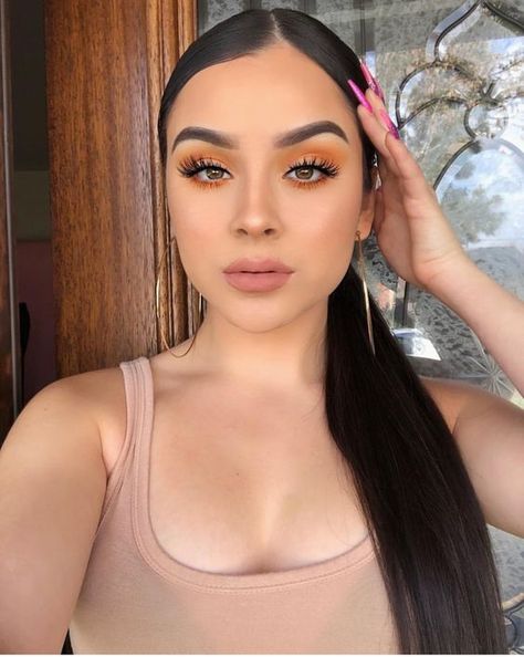 Mauve Matte Lipstick, Cool Makeup, Orange Eyeshadow, Orange Makeup, Beauty Make-up, Makeup Guide, Make Up Looks, Maquillaje Natural, Makeup Goals