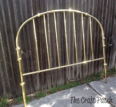 Old Brass Headboard Makeover - The Craft Patch Bedframe Makeover, Mid Century Modern Traditional, Brass Headboard, Headboard Makeover, Build A Headboard, Antique Headboard, Black Metal Bed Frame, Brass Bed Frame, Bed Makeover