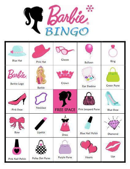 Barbie And Gi Joe Birthday Party, Barbie Birthday Ideas For Women, Barbie Fifth Birthday, Barbie Table Centerpieces Ideas, Barbie Day Activities, Black Barbie Birthday Party Ideas, Games For Barbie Party, Barbie Themed Birthday Party Games, Barbie Bingo Free Printable