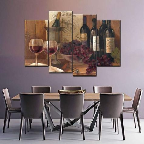 Vintage Red Wine Multi Panel Canvas Wall Art | ElephantStock Wine Wall Art Decor, Wine Artwork, Wine Frame, Fruit Wall Art, Wine Wall Art, Red Wall Art, Wine Wall, Abstract Canvas Wall Art, Red Walls