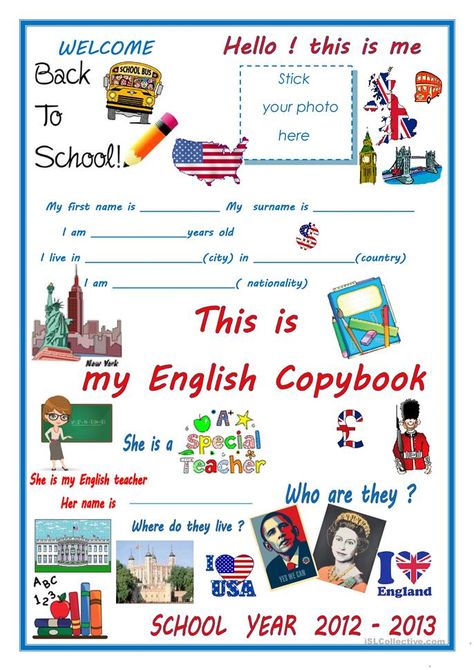 English Notebook Cover, English Portada, English Book Cover, English Cover Page, Esl Adults, Exercise Book, English Course, English Activities, English Tips