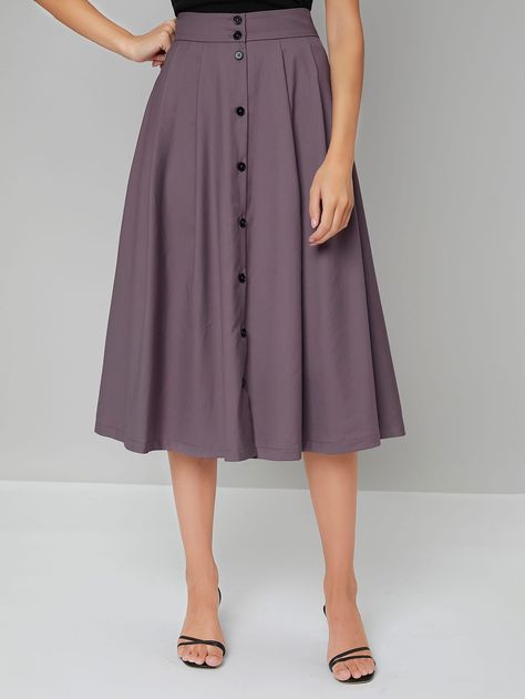 Mauve Skirt, Shein Basics, Purple Mauve, Pleat Skirt, Women Skirts, Amazing Products, Pleated Skirt, High Waisted Skirt, Midi Skirt