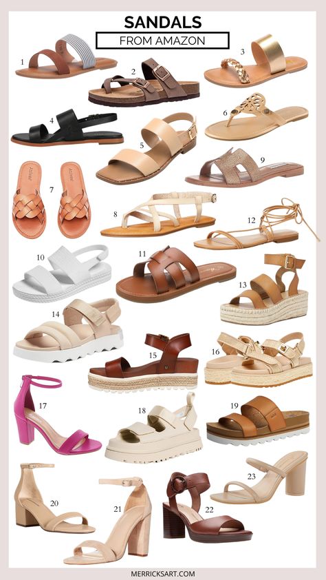 Cute Spring and Summer Sandals for Women - Merrick's Art Sandals For Summer Dresses, Summer Sandals 2024 Outfits, 2024 Summer Sandal Trends, Trendy Sandals 2024 Women, Sandles Outfits Women, Women Sandals 2024, Trendy Sandals 2024, Flat Sandals Outfit Summer, Shoes Summer 2024