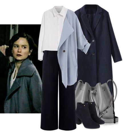 Fantastic Beast - Porpentina Goldstein by sassywinchester-67 on Polyvore featuring Y's by Yohji Yamamoto, Ãtre CÃ©cile, Monsoon, Lancaster, harrypotter, PorpentinaGoldstein, fantasticbeast and tinagoldstein Fantastic Beasts Outfits, Porpentina Goldstein, Fantastic Beast, Book Week Costume, Fantastic Beasts And Where, Fantasy Clothing, Halloween Dress, Yohji Yamamoto, Fantastic Beasts