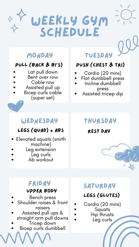 Workout Schedule Lock Screen 💙 #workoutplan #fitnessgoals #workoutroutine #fullbodyworkout #exerciseplan #weeklyworkout. https://www.theworldaccordingtome.org/healthy-food-and-drink-recipes/1859787_weekly-gym-workout-plan-for-women-get-strong-and-feel-great/?exs133 Daily Workout Schedule For Beginners, Weekly Gym Machine Workout Plan For Women, Gym Workout Days Schedule, Gym Workout Schedule For Beginners, Gym Schedule For Women Beginners, Gym Days Schedule For Women, Beginner Workout Schedule Gym, Workout Schedule For Women At Home, Beginner Gym Workout For Women Machines