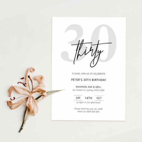 $2.80 | Minimalist Modern 30th Birthday Party Invitation #classic invitation, minimalist invitation, elegant modern simple, birthday invitation, modern, black and white, happy birthday, typography, 30th, thirty Simple Birthday Invitation, 30th Birthday Invite, Husband 30th Birthday, Happy Birthday Typography, Birthday Typography, 30th Birthday Party Invitations, Invitation Minimalist, Minimalist Invitation, Classic Invitation