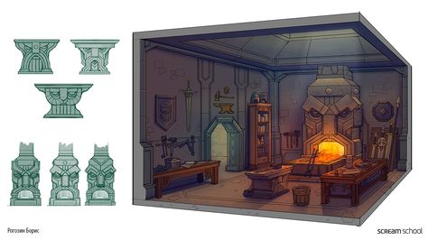 Fantasy House Interior, Concept Art Books, Warhammer Fantasy Roleplay, Interior Props, Minecraft Drawings, Props Concept, Temple Art, Warhammer Art, Fantasy House