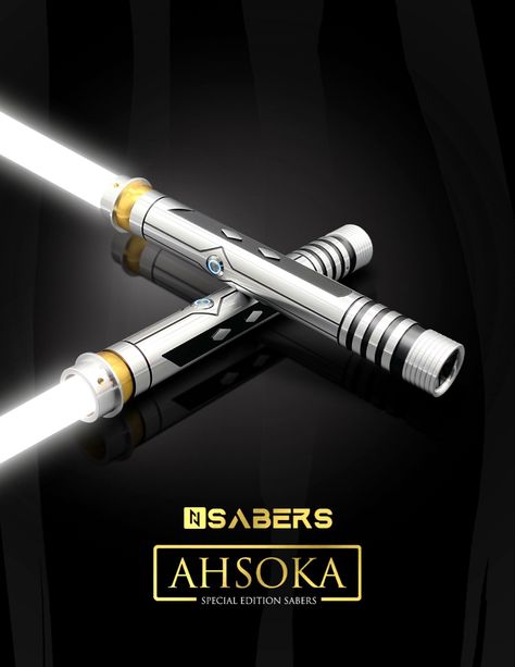 The Ahsoka Lightsaber Special Edition 2023 blends iconic elements from Ahsoka Tano's distinct design—like her tiger stripes and facial tribal markings—with a luminous white blade. It is crafted for you to cosplay and easy duel alike. The lightsaber is built with a sturdy polycarbonate blade and a durable aluminum alloy hilt. #saberlife #ahsokatano #lightsaber White Lightsaber, Lightsaber Design, Star Wars Light Saber, Star Wars Facts, Ahsoka Tano, Star Wars Poster, Lightsaber, Star Wars Art, Star Wars