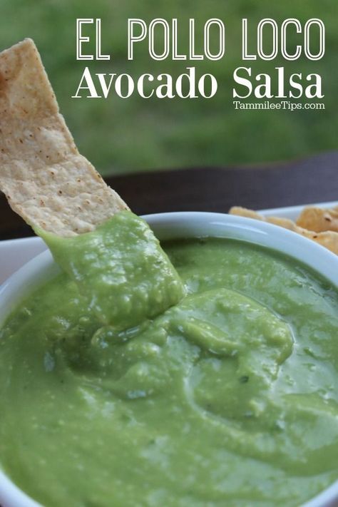 El Pollo Loco Green Salsa Recipe, Pollo Loco Salsa Recipe, El Pollo Loco Salsa Recipe, Pollo Loco Cilantro Dressing, Pollo Loco Recipe, Fried Avocado, Avocado Salsa Recipe, Cilantro Recipes, Avocado Recipe