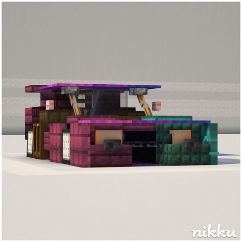 Minecraft Cars Ideas, Minecraft Cars Design, Minecraft Car Build, Minecraft Cyberpunk Ideas, Minecraft Cyberpunk House, Minecraft Motorcycle, Minecraft Car Design, Minecraft Highway, Minecraft Garage