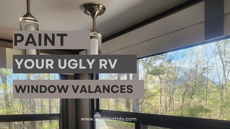 Rv Window Valance Ideas, Trailer Valance Makeover, Rv Window Valance Remodel, Rv Valance Makeover, Camper Valance Redo, Recover Rv Window Valance, Removing Rv Valances, Painting Rv Window Frames, How To Remove Rv Window Valances