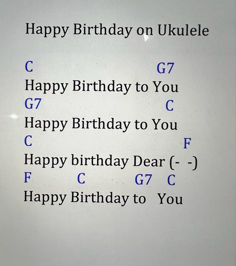 Ukulele Songs Happy Birthday, Happy Birthday Ukulele Chords, Happy Birthday Ukulele, Happy Bday Song, Akordy Na Ukulele, Ukulele Chords Songs, Ukulele Music, All About That Bass, Music Chords