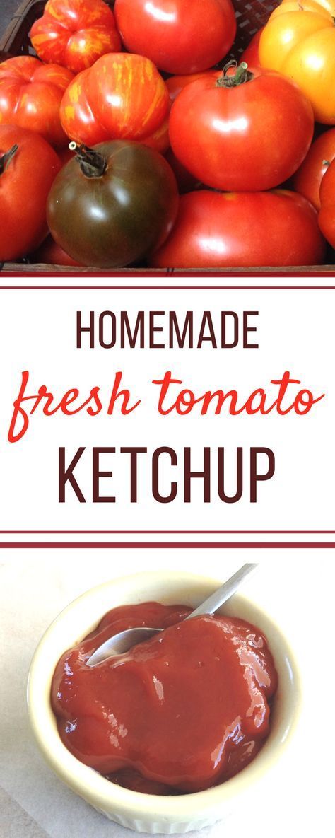 PERFECT tomato ketchup, that doesn't call for a can of paste or other store-bought ingredients! Ketchup From Fresh Tomatoes, Diy Ketchup, Homemade Tomato Ketchup, Tomato Ketchup Recipe, Seasonal Meals, Paleo Ketchup, Homemade Ketchup Recipes, Tomato Gardening, Tomatoes In Containers