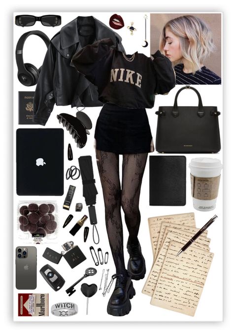 Idgaf Outfits For School, Ootd Bad Girl, Dark Feminine College Outfits, Final Girl Aesthetic Outfits, Private School Bad Girl Aesthetic, Clothes Polyvore, Thanksgiving Outfits Women, Bad Girl Style, Outfit Dark