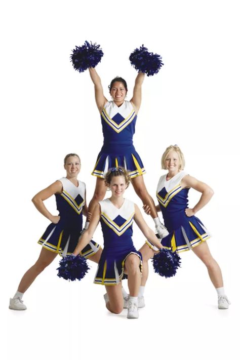 Easy Cheer Stunts, Cheerleading Routine, Easy Cheers, Cheerleading Chants, Cheer Pyramids, Youth Cheerleading, Gym Poses, Cheerleading Pyramids, Cheer Games