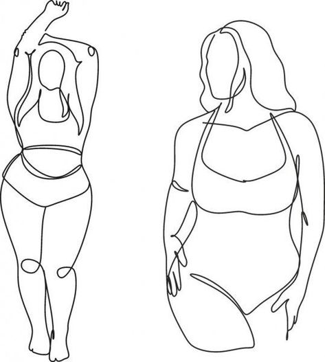 Body Positive Line Art Drawing, Big Body Drawing, Plus Size Line Art, Body Positive Drawing, Curvy Body Line Art, Body Positive Line Art, Aesthetic Marketing, Body Gestures, Body Outline