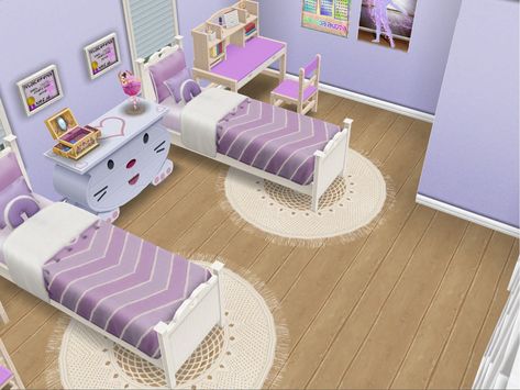 Purple Themed Bedroom, Preteen Bedroom, Casas The Sims Freeplay, Lotes The Sims 4, Sims Freeplay Houses, Sims Free Play, Floor Layout, Purple Themes, Sims House Design