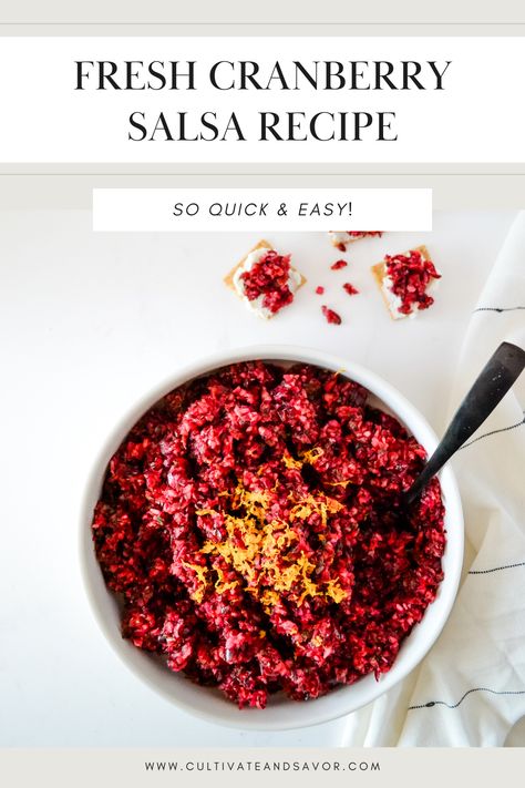 This fresh cranberry salsa is bright, tart, and packed with flavor. It’s easy to make and a fun, unexpected way to serve seasonal cranberries. Fresh Cranberry Salsa, Pesto Sauce Recipe, Cranberry Salsa, Fresh Cranberry, Frozen Cranberries, Turkey Sandwiches, Fresh Cranberries, Creamy Cheese, Pesto Sauce