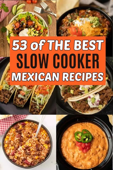 53 Mexican Crock Pot Recipes - Slow Cooker Mexican Recipes Crock Pot Mexican Recipes, Mexican Recipes Easy, Slow Cooker Brisket Tacos, Slow Cooker Mexican Recipes, Crock Pot Mexican, Mexican Slow Cooker, Easy Mexican Dishes, Crockpot Recipes Mexican, Mexican Lasagna Recipes