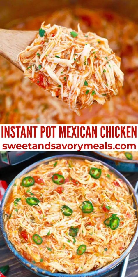 Instant Pot Mexican Chicken is a delicious meal made with tender juicy chicken breasts, tasty vegetables, and flavorful spices. Instapot Mexican Shredded Chicken Recipes, Instapot Chicken Taco Recipes, Insta Pot Mexican Chicken Recipes, Mexican Chicken Instapot, Instapot Shredded Mexican Chicken, Mexican Chicken Shredded, Mexican Sauce For Chicken, Mexican Shredded Chicken Instant Pot, Shredded Chicken Tacos Instant Pot