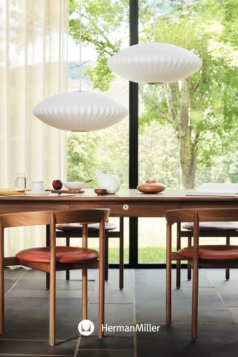 Modern classics, built to last. Herman Miller’s home lighting fixtures let you live comfortably with pieces you love. Find lighting inspiration from our Nelson Bubble Pendants and in all of our iconic designs, for the bedroom, living room, kitchen, and entry way. Pendant Lights Over Dining, Bubble Pendant Light, Saucer Lamp, George Nelson Bubble Lamp, George Nelson Bubble, Nelson Bubble, Arco Floor Lamp, Herman Miller Furniture, Bubble Lamp