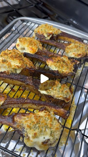 15K views · 1K likes | Shay, MBA🎓 on Instagram: "Parmesan Crusted Lamb Chops 🐑  Note: steps 1, 4 & 6 can be done ahead of time.  Things you need   Lamb Chops  Grated Parmesan Cheese Sliced Mozzarella or provolone cheese Ranch  Panko Bread Crumbs Butter Parsley   1. Marinate Lamb Chops for at least an hour using Oil Olive, Worcestershire Sauce, Minced Garlic, Rosemary, Salt, Pepper, Onion Powder, Garlic Powder, Italian Seasoning (Mediterranean blend), Chili Powder, Smoked Paprika  2. Pan sear lamb chops to desired temp  3. Place seared lamb on a pan with a rack. Set broiler to 350 degrees   4. In a bowl mix 1/2 cup of ranch with 1/4 cup of grated parmesan cheese  5. Spread Parmesan ranch on to each chop then place a slice of cheese on top. I cut each slice into squares. Broil until cheese Parmesan Crusted Lamb Chops, Marinate Lamb Chops, Crusted Lamb Chops, Lamb Chops Pan Seared, Parmesan Ranch, Slice Of Cheese, Rosemary Salt, Marinated Lamb, Parmesan Crusted