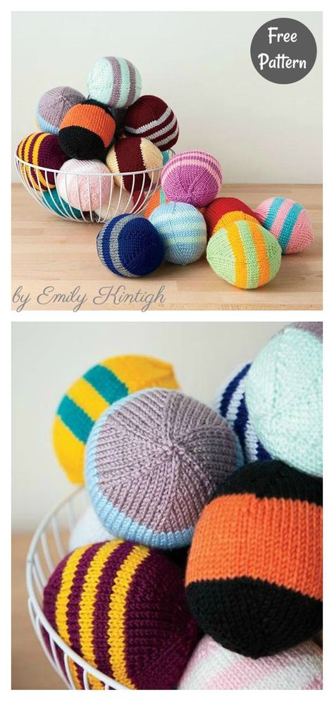 Striped Soft Playing Ball Free Knitting Pattern One Ball Knitting Patterns Free, Knitting Ball Pattern, One Ball Knitting Projects, Knit Ball Pattern, How To Knit A Ball, Knitted Balls Free Pattern, Free Knitting Patterns Toys Easy, Crochet Ball Free Pattern, Ball Sewing Pattern