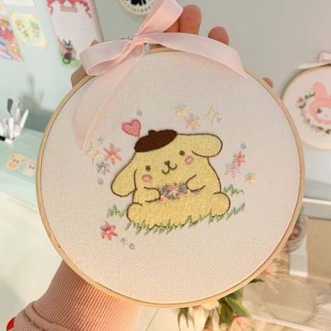 Sanrio Embroidery Pattern, Ideas De Bordado Aesthetic, Seed Stitch Embroidery, History Embroidery, Sanrio Collection, Embroider Ideas, Anime Embroidery, Simple Hand Embroidery Patterns, Chain Stitch Embroidery