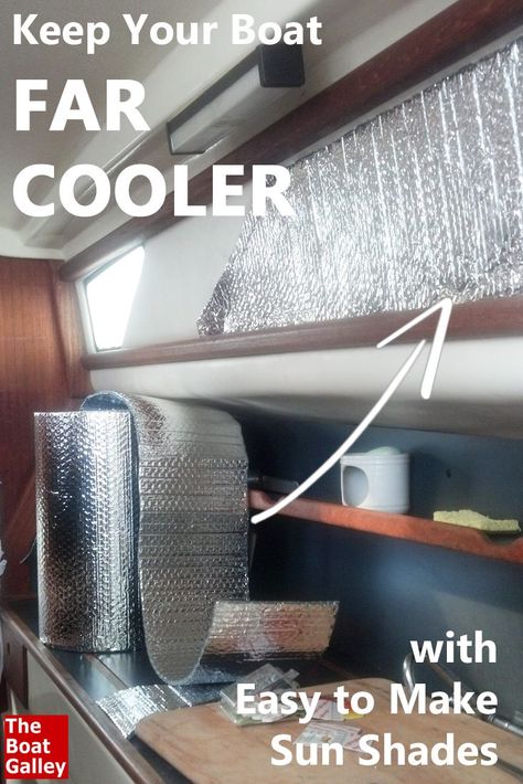 Keep your boat far cooler by putting these shades over the sunniest non-opening windows. Easy DIY project! Marine Knots, Boat Organization, Boat Interior Design, Boat Galley, Sailboat Interior, Boating Tips, Sailboat Living, Sail Life, Boat Restoration