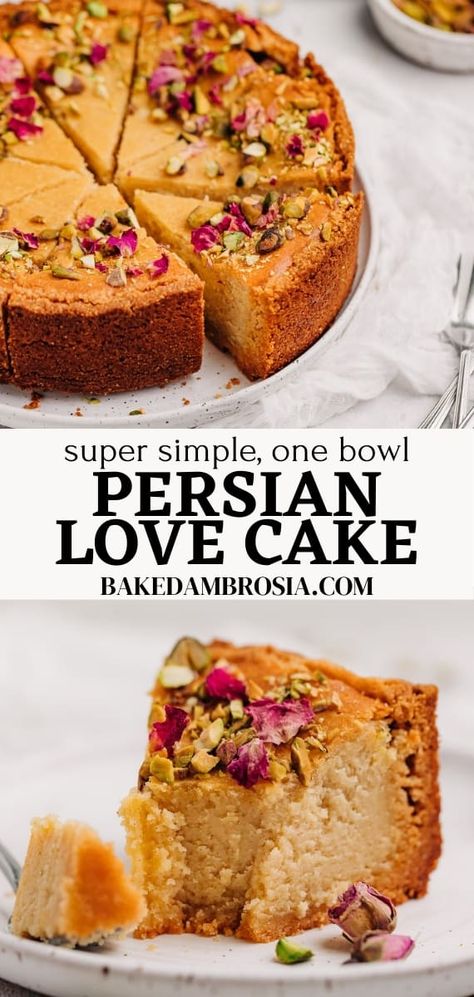 Persian Love Cake Recipe With Almond Flour, Love Cake Recipe, Persian Love Cake, Almond Crust, Creamy Yogurt, Gluten Free Cake, Persian Food, Baking Sweets, Love Cake