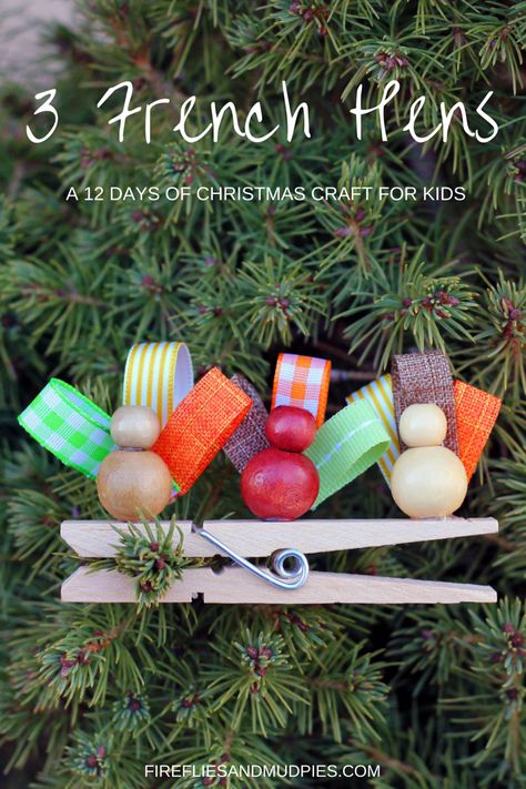 My boys and I have been reading 1 Christmas book per day since Thanksgiving. One of their favorites is The Twelve Days of Christmas illustrated by Don Daily. We love to sing along in "fancy voices" and admire the beautiful artwork in the book. Shared below is a tutorial for a super easy 3 French Hens Ornament that kids can create in minutes. 3 French Hens, Three French Hens, French Hens, Mud Pies, 12 Days Of Xmas, French Christmas, Christmas Arts And Crafts, Twelve Days Of Christmas, Handmade Christmas Ornaments