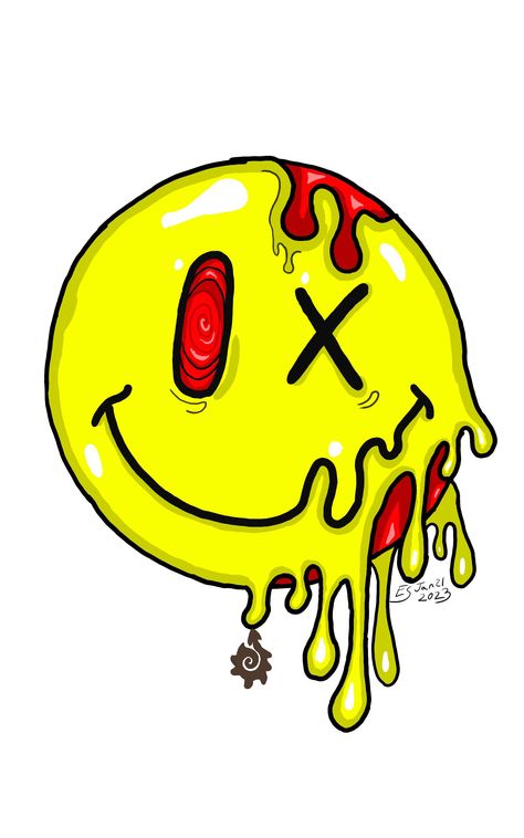 High Smiley Face, Neon Smiley Face Painting, Melt Drawing, Melt Smiley Face, Distorted Smiley Face, Smiley Face Drawing, Smile Face Tattoo, Money Design Art, Smiley Face Tattoo