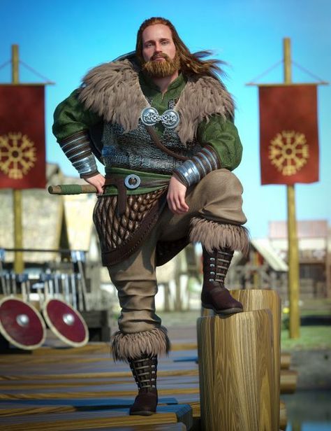 Viking Raider Outfit for Genesis 8 Male(s) Viking Outfit Male, Vikings Outfit, Viking Outfit, Tunic Outfit, Uniform Costume, Wealthy Men, Daz Studio, Historical Clothing, Pants Outfit