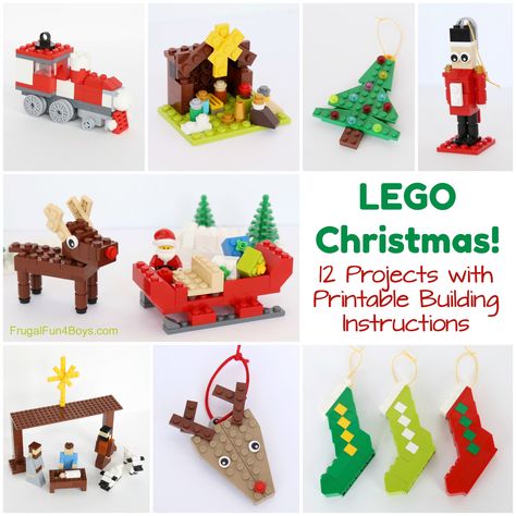 Christmas Projects to Build with LEGO® Bricks – Printable Building Guide – Frugal Fun For Boys and Girls Lego Christmas Ornaments, Lego Ornaments, Lego Christmas Village, Lego Christmas Tree, Lego Advent, Printable Christmas Coloring Pages, Lego Christmas, Lego Diy, Lego Activities