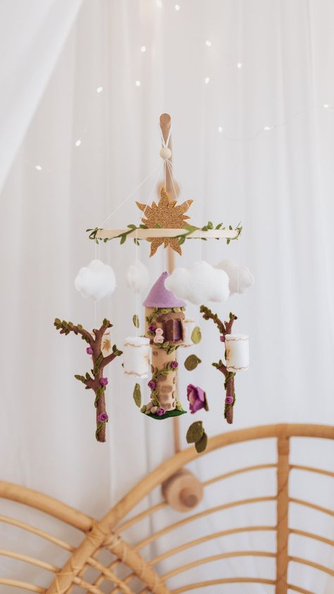 WyldSoulCo | Handcrafted Nursery Mobiles | Custom order goodness ✨ Based on Tangled, the customer wanted no characters but just the colours of the movie and woods. It features… | Instagram Rapunzel Sun, Nursery Mobiles, Sun Symbol, Disney Nursery, Nursery Room Design, Bits And Pieces, Room Setup, The Tower, Baby Things