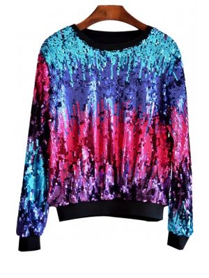 Sweatshirt Dress Outfit, Sweatshirt Street Style, Colorful Tops, Colorful Sweatshirt, Sequined Sweatshirt, Color Tops, Winter Dress Outfits, Trendy Fashion Tops, Tops Long Sleeve