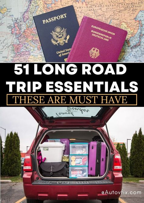 Only the most important road trip essentials you must pack, for an easier road trip with kids, as a family, single, or with friends. What to bring on a family road trip from safety, to car essentials, activities, and more. Road trip hacks to make those long car rides bearable. Summer road trip essentials | Family road trip essentials packing lists | Family road trip packing list Long Car Ride Packing List, Road Trip Must Haves For Adults, Long Road Trip Essentials, Family Road Trip Packing List, Road Trip Preparation, Packing List Kids, Trip Essentials Packing Lists, Road Trip Accessories, Summer Road Trip Essentials