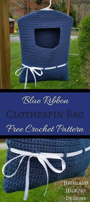 Clothspin bag free crochet pattern Laundry On The Line, Hanging Laundry, Clothespin Bag, Crochet Shell Stitch, Peg Bag, Crochet Kitchen, Crochet Home Decor, Crochet Bags Purses, Crochet Basket