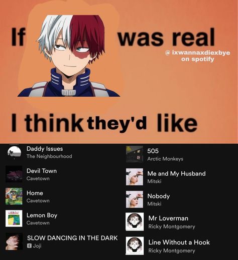 Todoroki Kinnie, Comfort Playlist, Comfort Songs, Anime Playlist, Character Playlist, Therapy Playlist, Upbeat Songs, Mashup Music, The Playlist