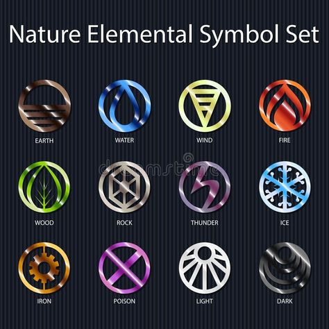 Elementals Character Design, 12 Elements Of Nature, Poison Power Magic, Light Element Symbol, Nature Elements Illustration, Elemental Powers Magic, 5 Elements Of Nature Illustration, Four Elements Aesthetic, 4 Elements Symbols