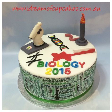 Biology cake Biology Cake Ideas, Biology Cake, Science Cake, Teacher Cakes, Sugar Bread, Science Birthday, Under A Microscope, Cake Decorating With Fondant, Science Party