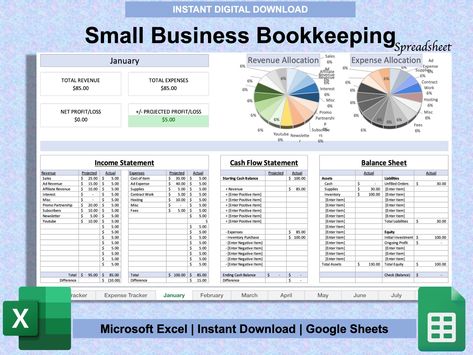 ❤️ Additional details below [Small Business Bookkeeping Template Spreadsheet for Income and Expense, Bookkeeping Spreadsheet, Revenue and Expense Tracker, Google Sheets Template, Excel Spreadsheet, Business Planner, Sales Tracker, Profit and Loss] Another simple spreadsheet from KeepItSimpleTemplate, why complicate? This Small Business Bookkeeping Spreadsheet for Microsoft Excel and Google Sheets includes all three financial statements (income statement, cash flow statement, and balance sheet)! Excel Spreadsheets Templates Business, Spreadsheet Template Business, Spreadsheet Budget, Bookkeeping Spreadsheet, Excel Spreadsheets Templates, Business Bookkeeping, Sales Tracker, Small Business Bookkeeping, Financial Statements