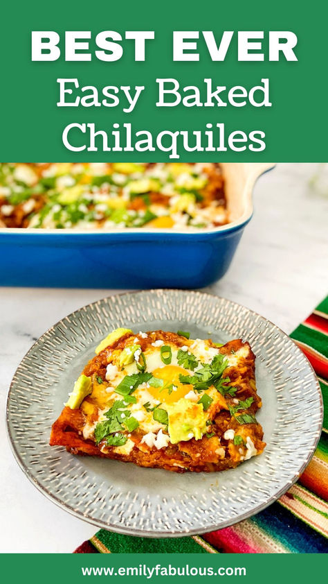 a piece of chilaquiles rojas casserole with a baked egg on top Quick Supper Meals, Easy Chilaquiles, Enchiladas Sauce, Fundido Recipe, Meal Prep For Work, Chilaquiles Recipe, Eggs And Cheese, Carnitas Recipe, Mexican Casserole