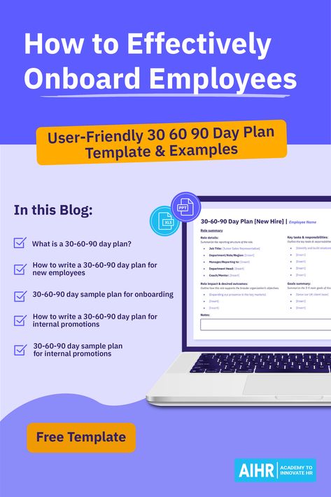 Discover how to effectively onboard new employees using the 30 60 90 Day Plan. This free template and Excel version will make the process seamless and efficient.   #Onboarding #NewEmployees #30-60-90dayplan #NewHire #HR #HumanResources 30 60 90 Day Plan, Welcome New Employee, Onboarding New Employees, 90 Day Plan, Strategic Goals, Onboarding Process, Process Improvement, Goals And Objectives, Hr Management