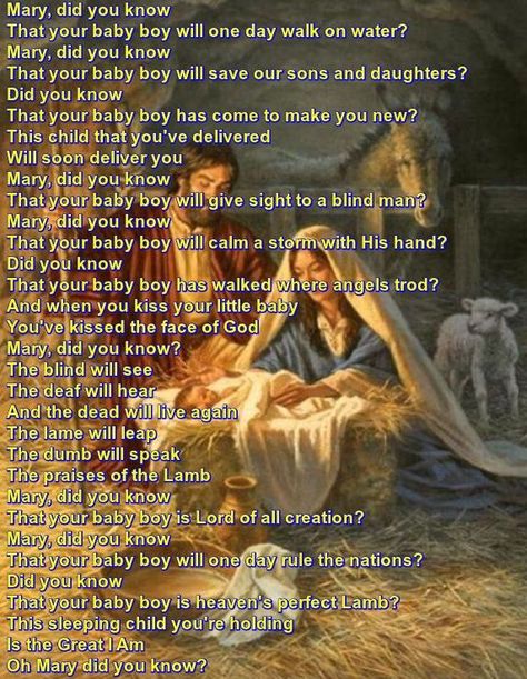 "Mary Did You Know?" lyrics by Mark Lowry Mary Did You Know Devotional, Mary Did You Know Lyrics, Mary Did You Know, Christmas Prayers, Christmas Song Lyrics, Mark Lowry, Christmas Music Videos, Christmas Songs Lyrics, Christmas Poem