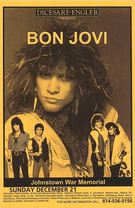 Bon jovi Retro Concert Poster, Alec John Such, David Bryan, Bon Jovi Live, Bon Jovi 80s, Bon Jovi Concert, Richie Sambora, Music Concert Posters, Rock Band Posters